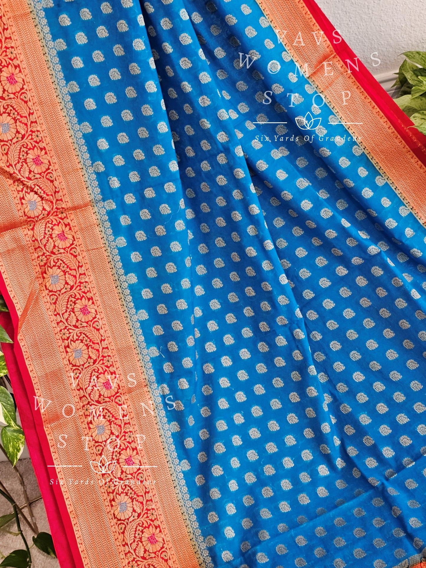 Semi Georgette Silk Cotton Saree - Blouse