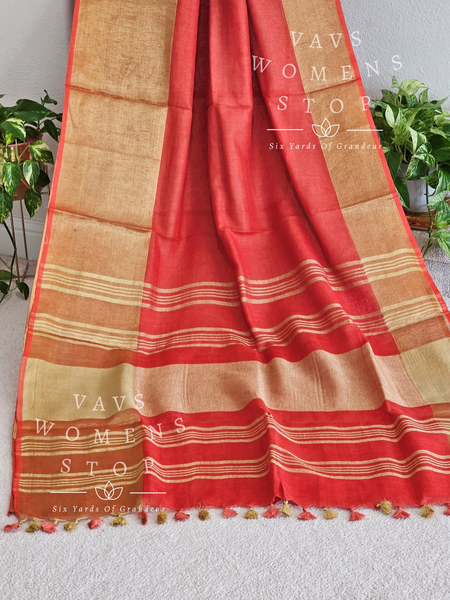 Linen By Linen Saree - Georgette Bhandini Blouse