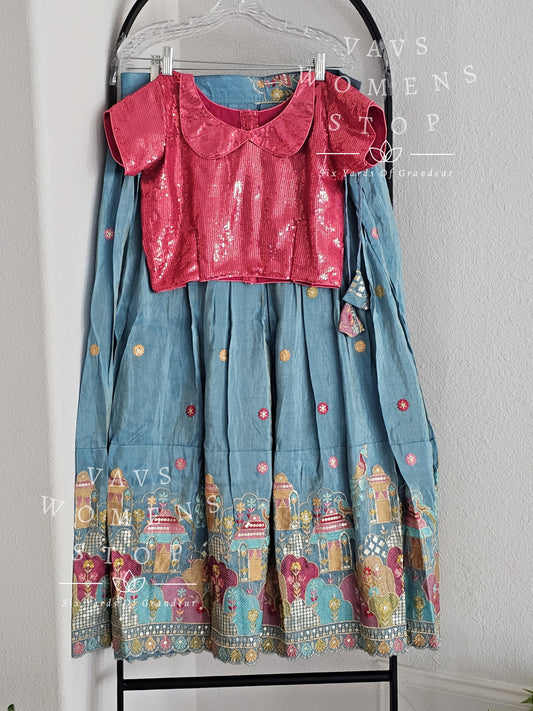 Munga Silk Tissue Lehenga - Blouse