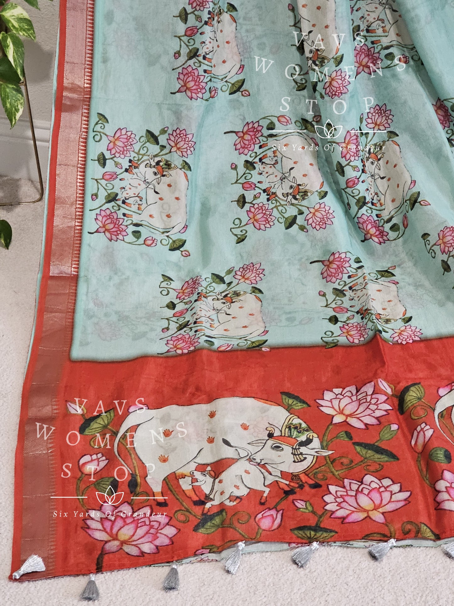 Pichwai Print Pure Mangalagiri Silk Cotton Saree