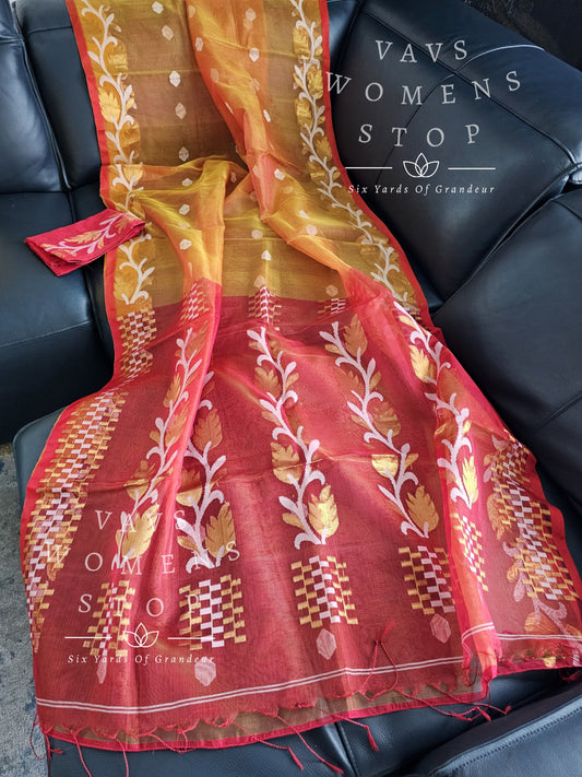 Exclusive Soft Muslin Silk Handwoven Jamdani Saree