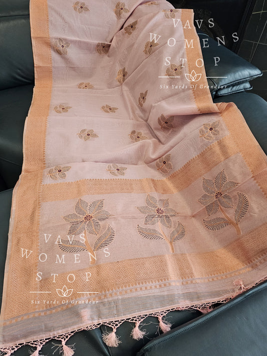 Soft Linen Cotton Tissue Saree