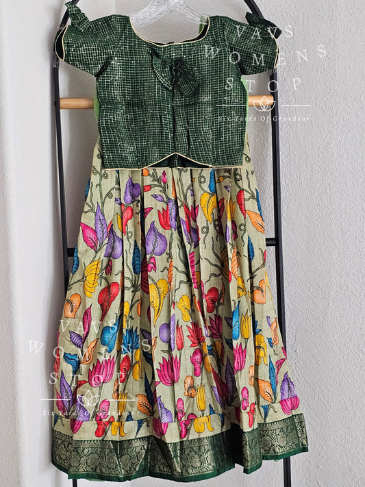 Kalamkari Print Silk Lehenga - Blouse