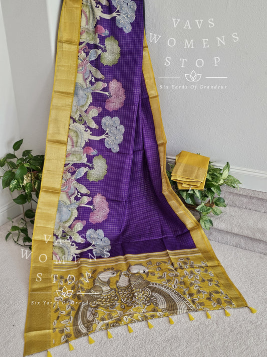 Soft Dola Semi Silk Kalamkari Print Saree