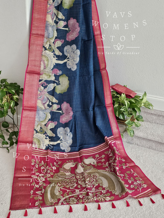 Soft Dola Semi Silk Kalamkari Print Saree