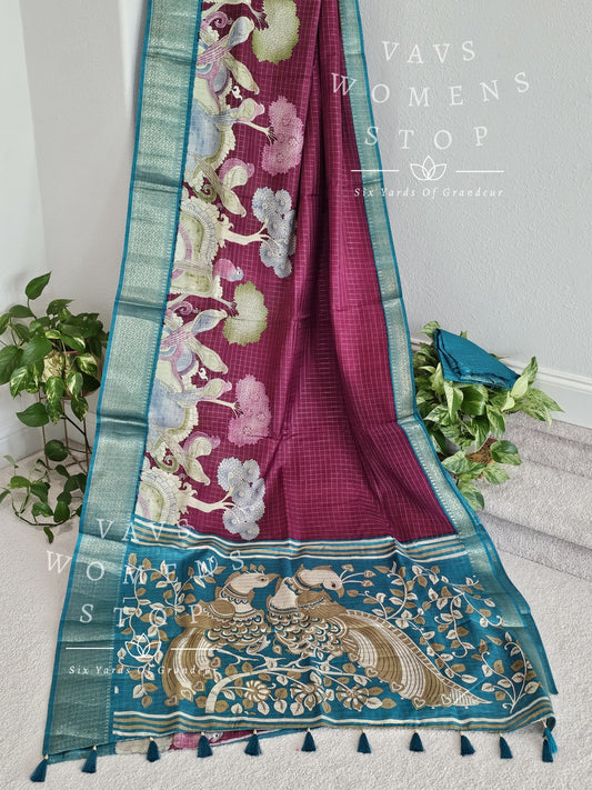 Soft Dola Semi Silk Kalamkari Print Saree