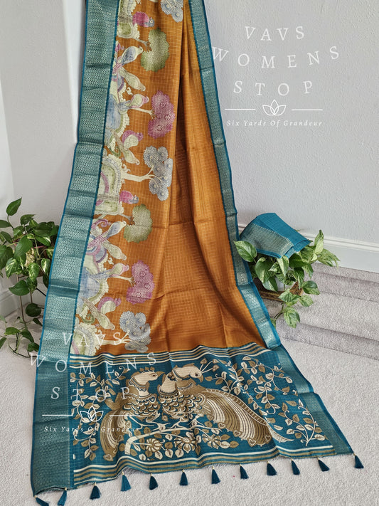 Soft Dola Semi Silk Kalamkari Print Saree