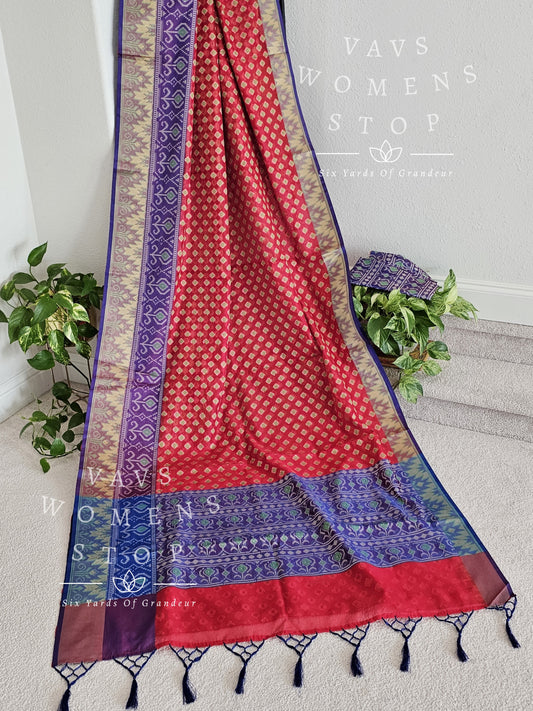Soft Chanderi Organza Pochampally Design Saree