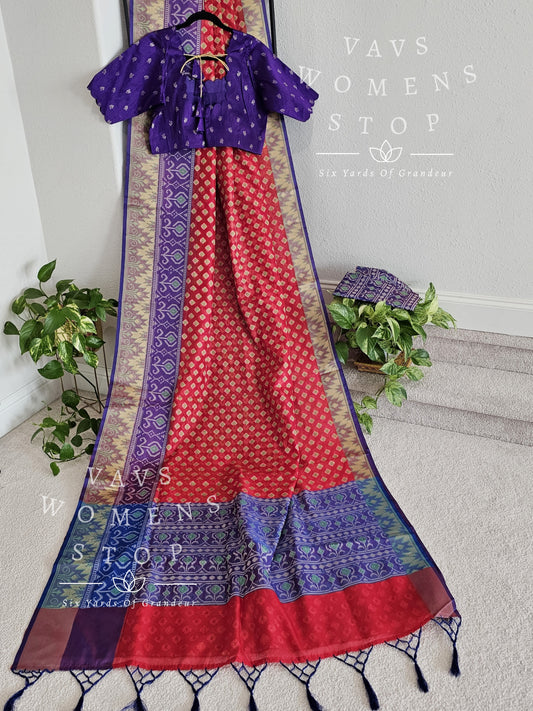 Soft Chanderi Organza Pochampally Design Saree - Blouse
