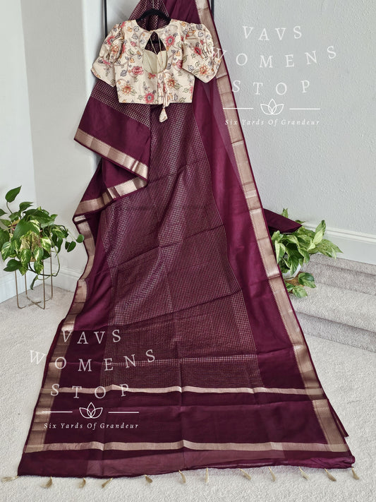 Mangalagiri Patterned Soft Organza Style Saree - Kalamkari Blouse