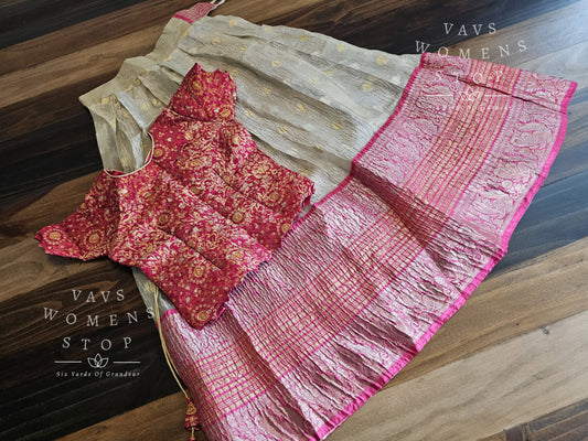 Crush Tissue Silk Lehenga - Benarasi Blouse