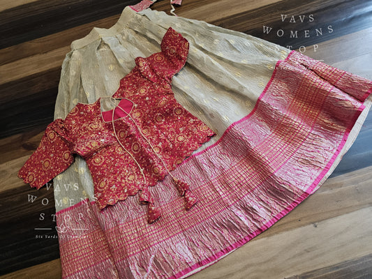 Crush Tissue Silk Lehenga - Benarasi Blouse