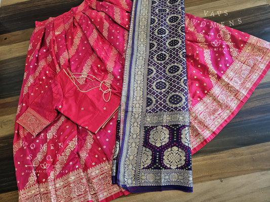 Soft Benarasi Silk Lehenga Set - Georgette Bhandini Duppata