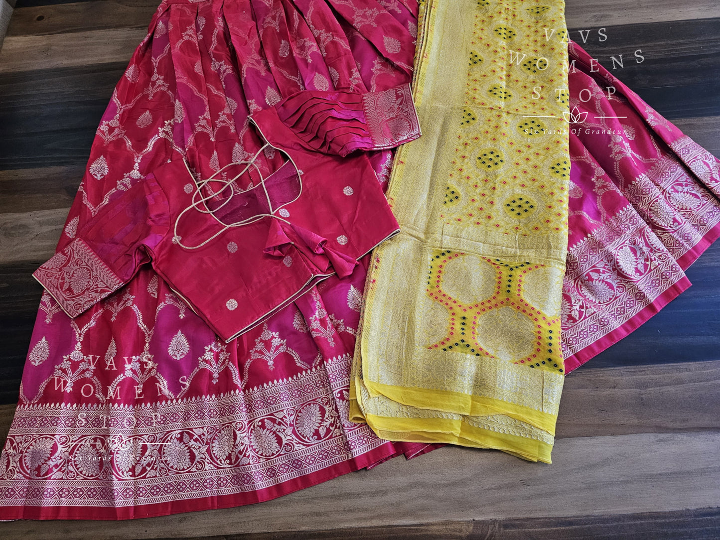 Soft Benarasi Silk Lehenga Set - Georgette Bhandini Duppata