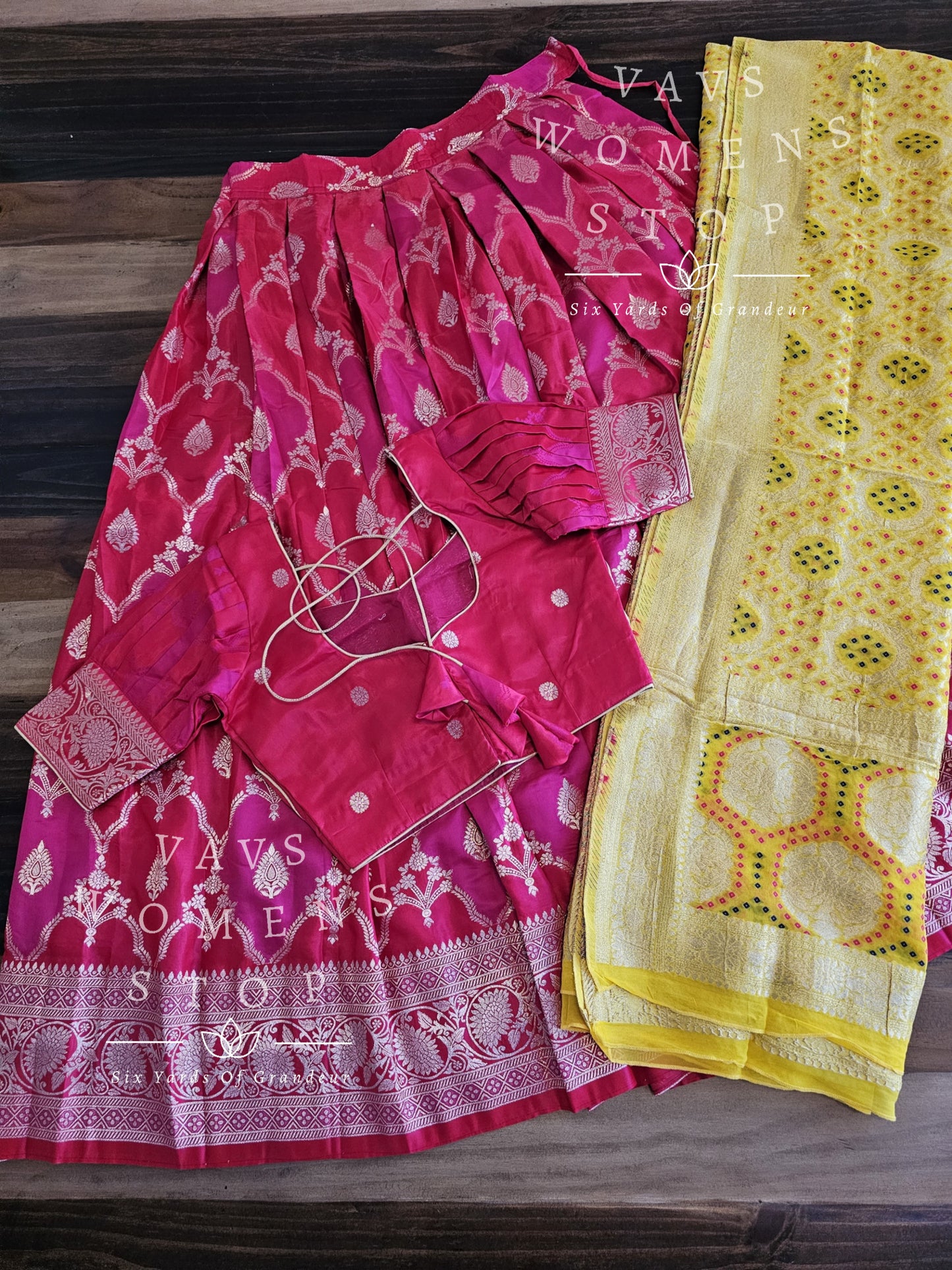 Soft Benarasi Silk Lehenga Set - Georgette Bhandini Duppata