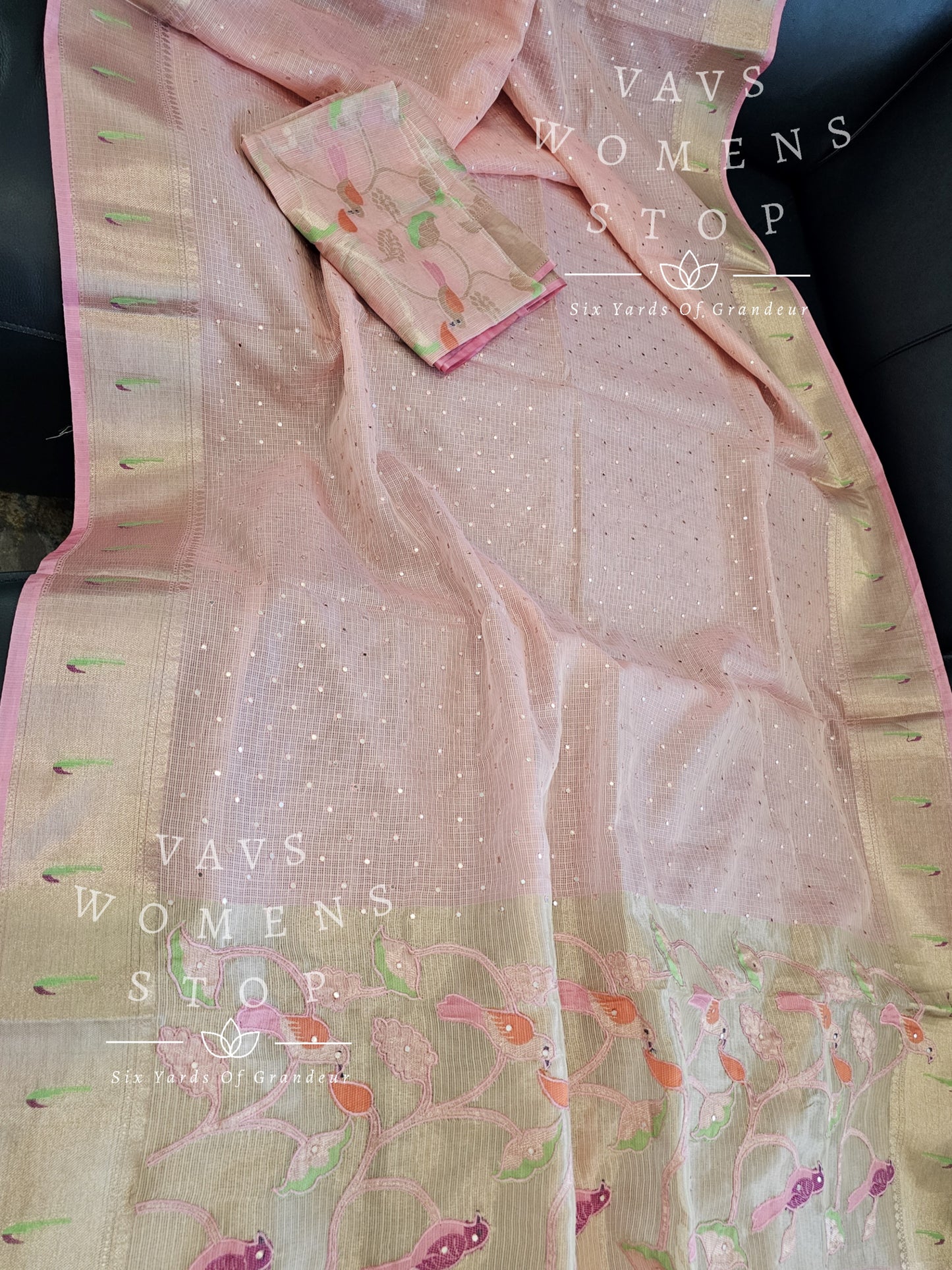 Kota Silk Foil Mirror Work Classy Saree