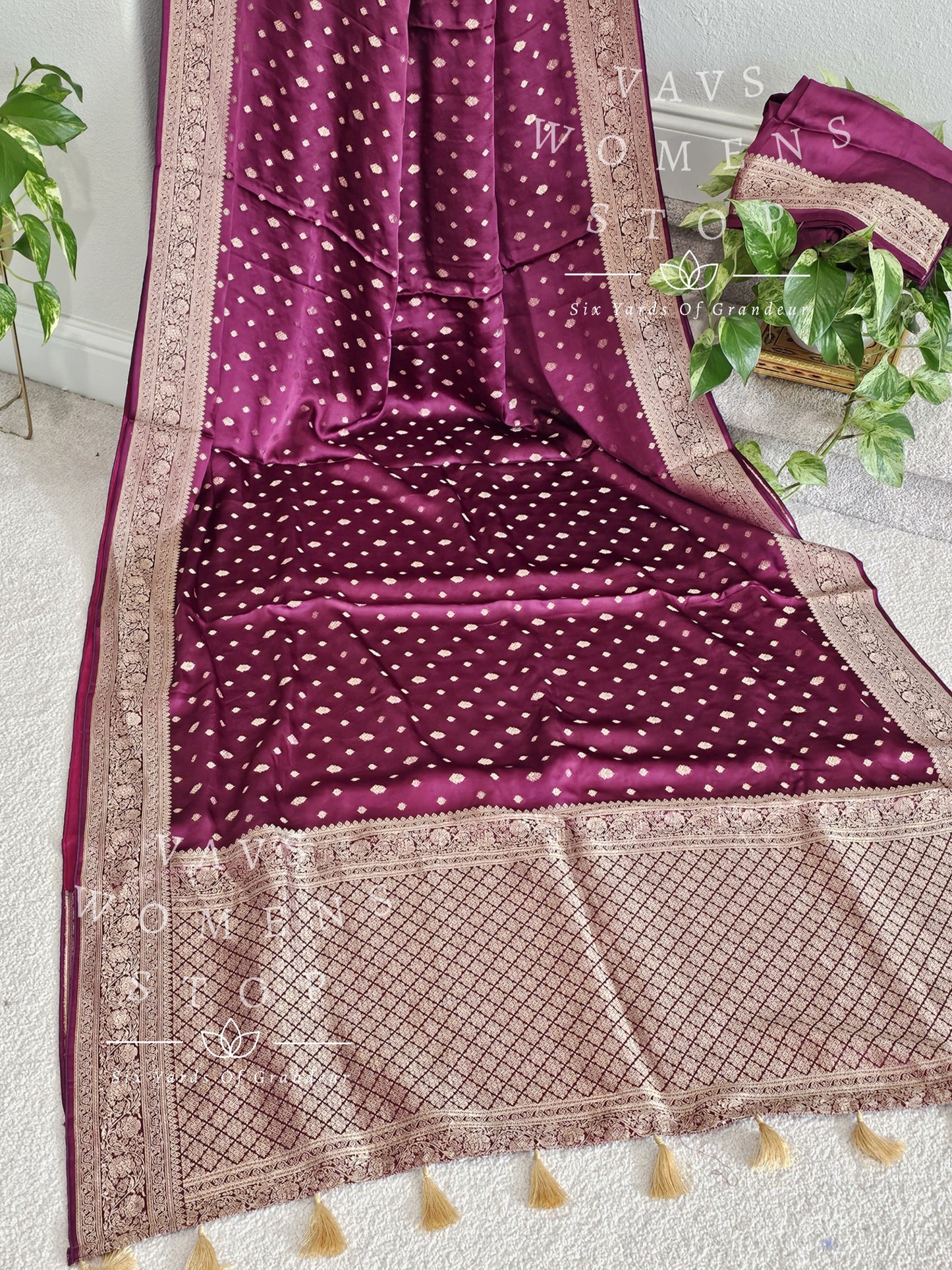 Designer Satin Benarasi Silk Saree - Benarasi Blouse