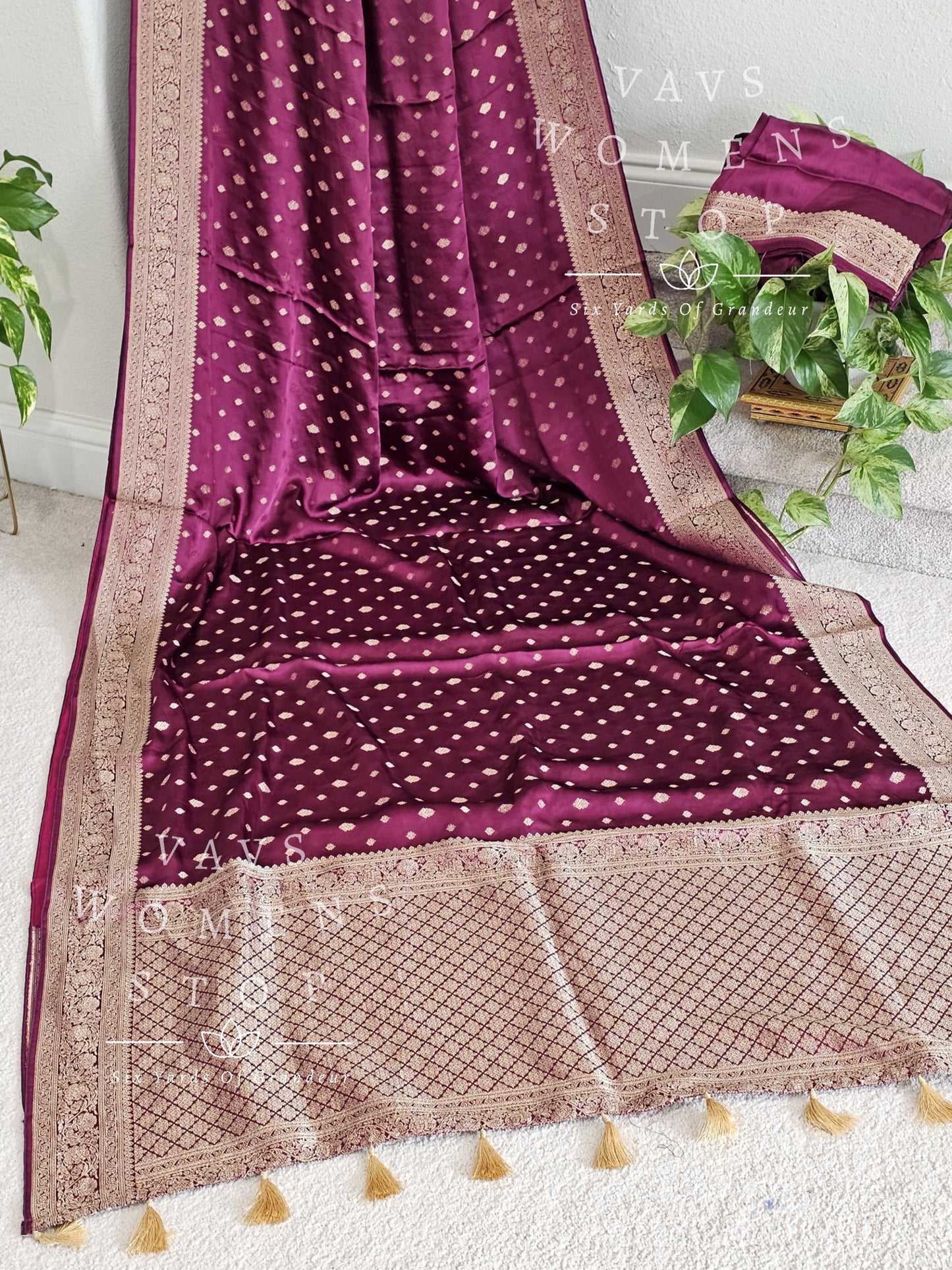 Designer Satin Benarasi Silk Saree - Benarasi Blouse