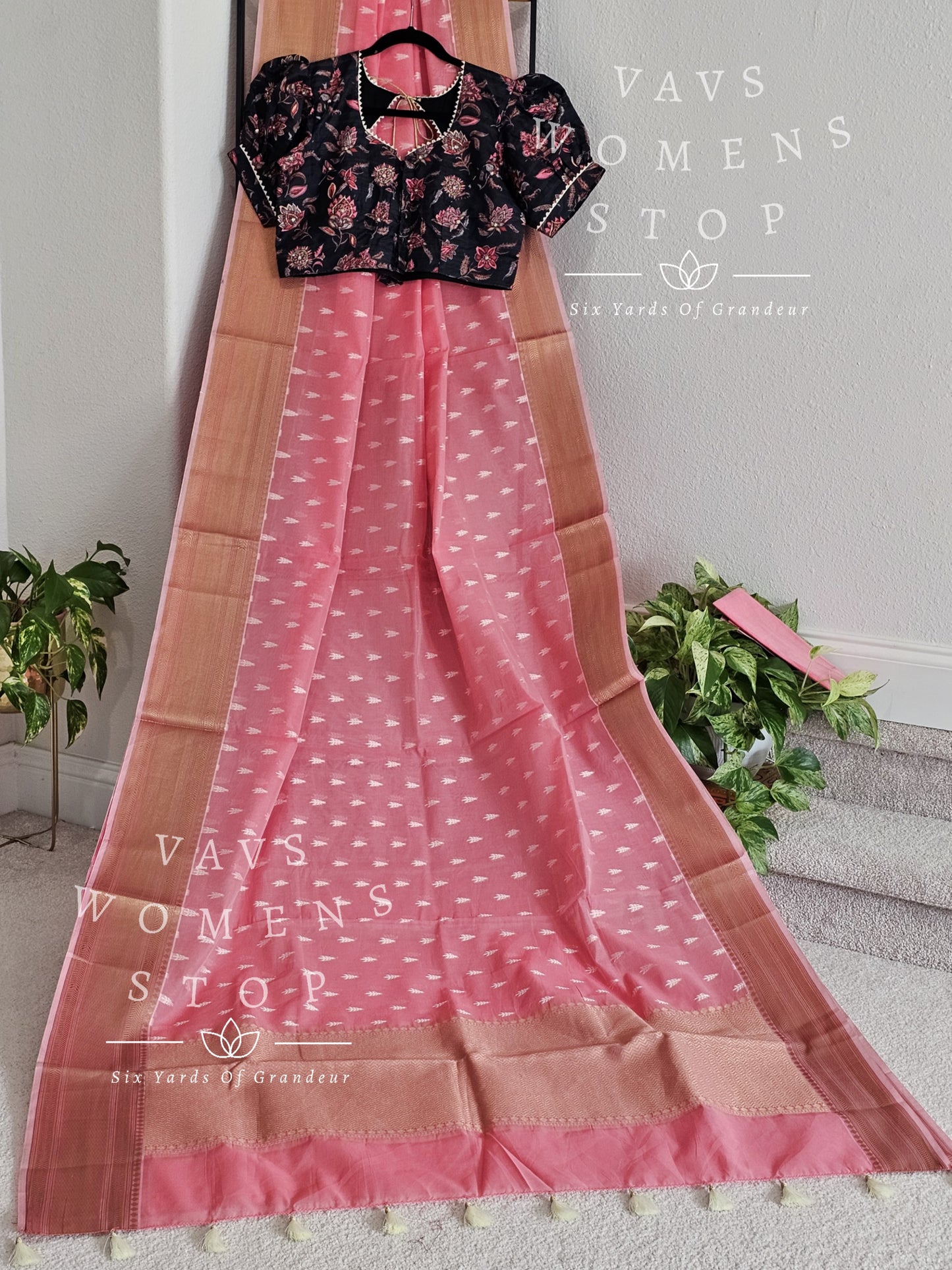 Soft Chanderi Cotton Saree - Kalamkari Blouse