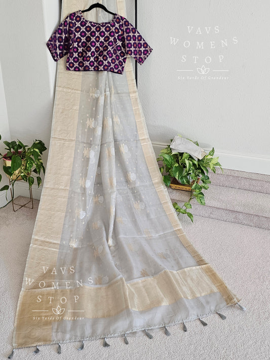 Fine Quality Pure Kota Silk Saree - Benarasi Blouse
