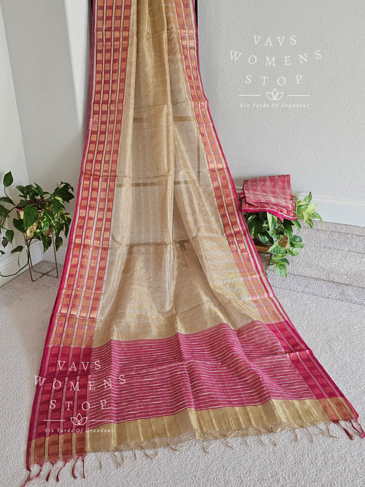 Pure Tussar Tissue Saree