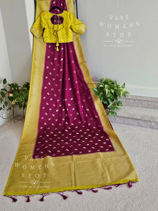 Semi Mashru Crepe Benarasi Silk Saree - Blouse