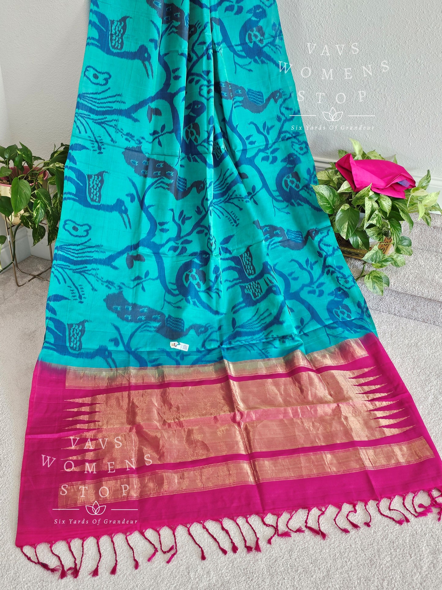 Borderless Ikkat Designer Pure Kanchi Soft Silk