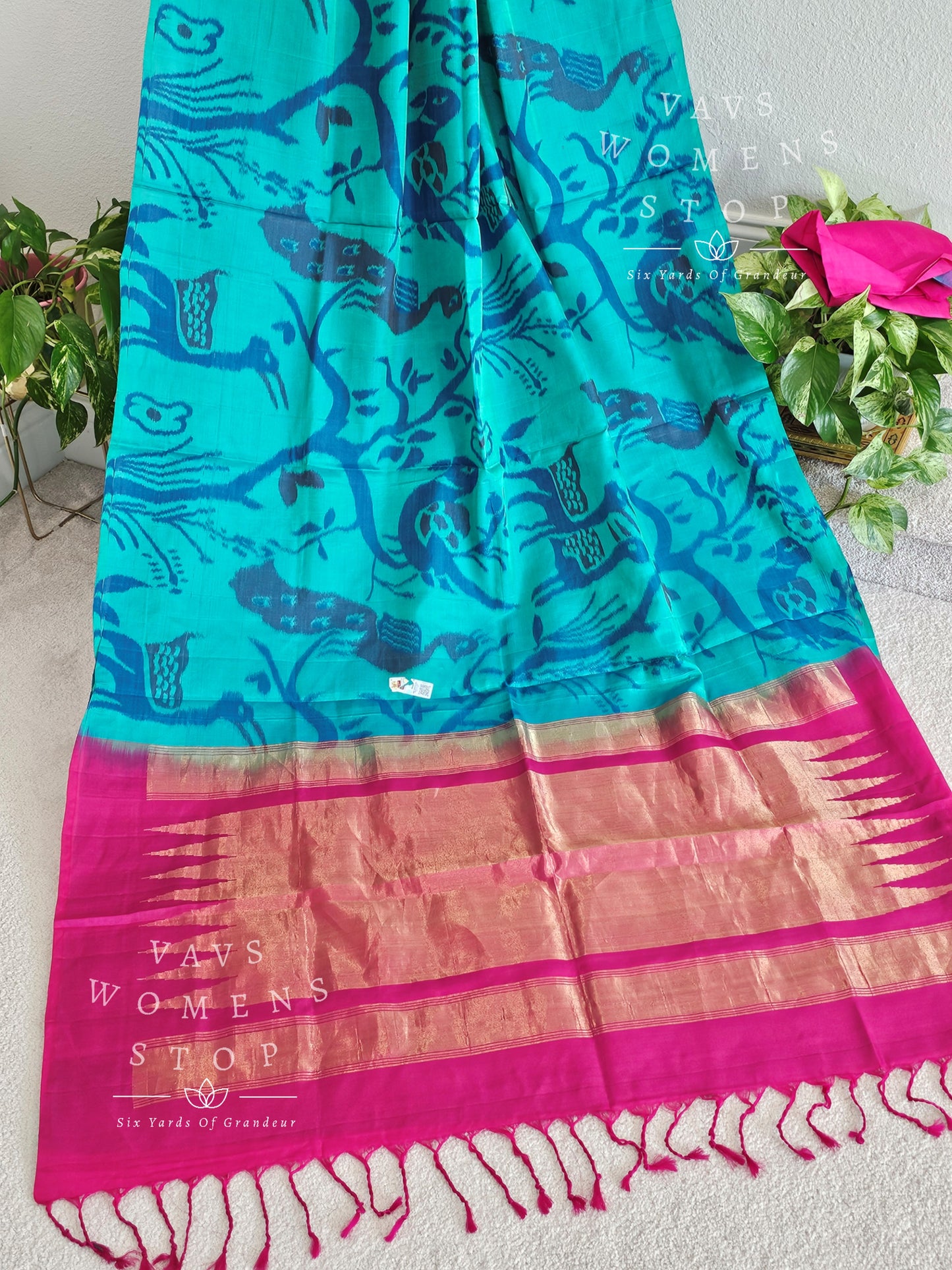 Borderless Ikkat Designer Pure Kanchi Soft Silk