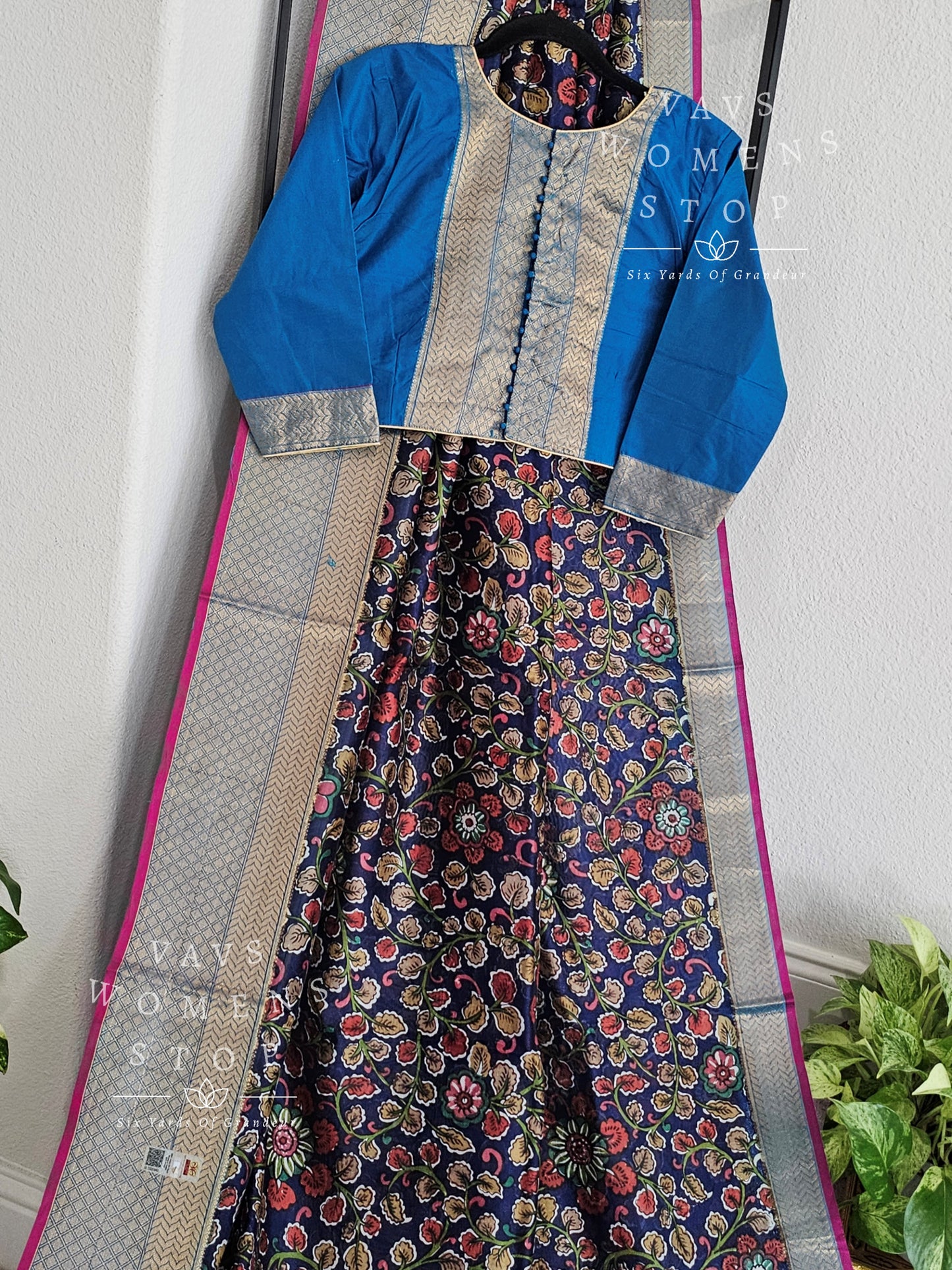 Pure Dupion kalamkari Print Saree - Blouse