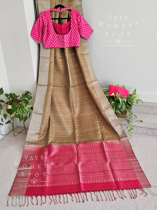 Pure Kanchi Soft Silk Saree - Benarasi Blouse