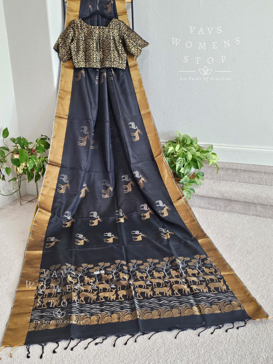 Pure Kanchi Soft Silk Saree - Pure Benarasi Blouse