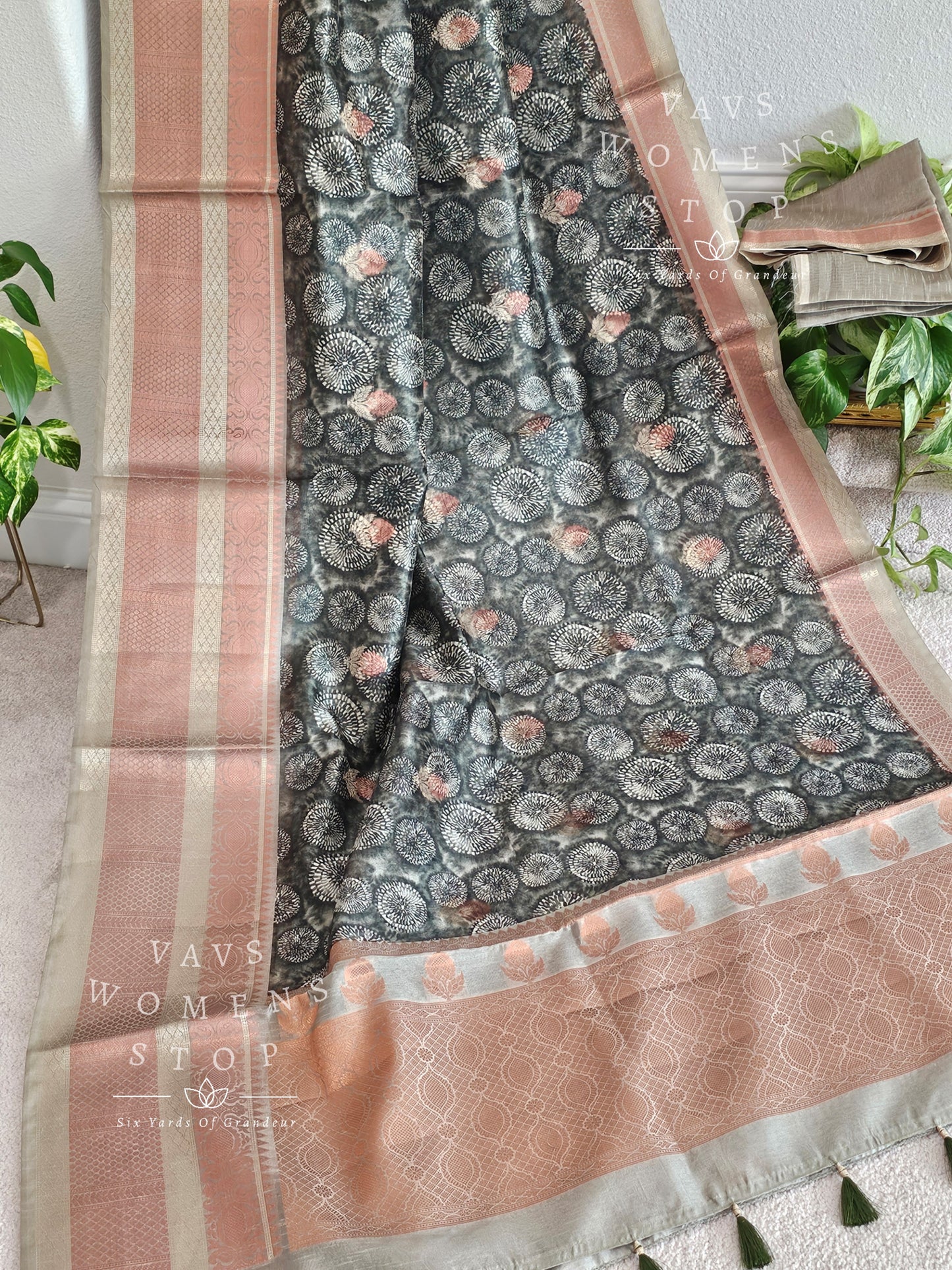 Soft Kota Tussar Rawsilk Saree - Designer Net Blouse