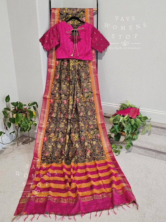 Soft Linen Style Saree - Blouse