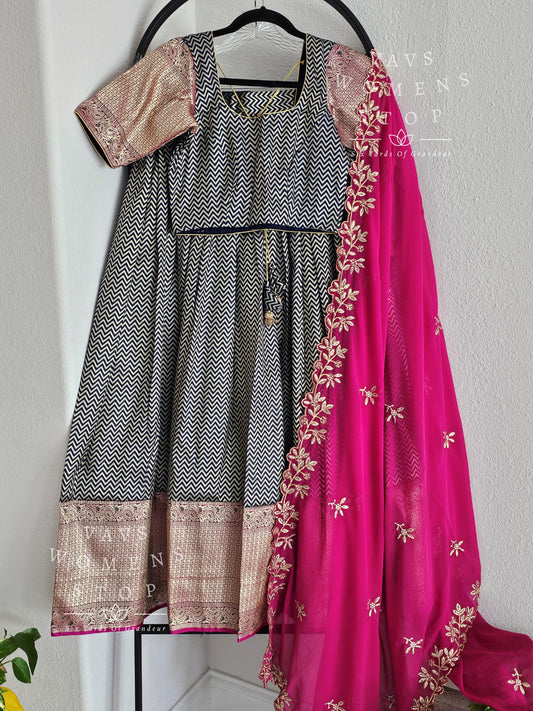 Satin Benarasi Lehenga / Half Saree Complete Set Blouse