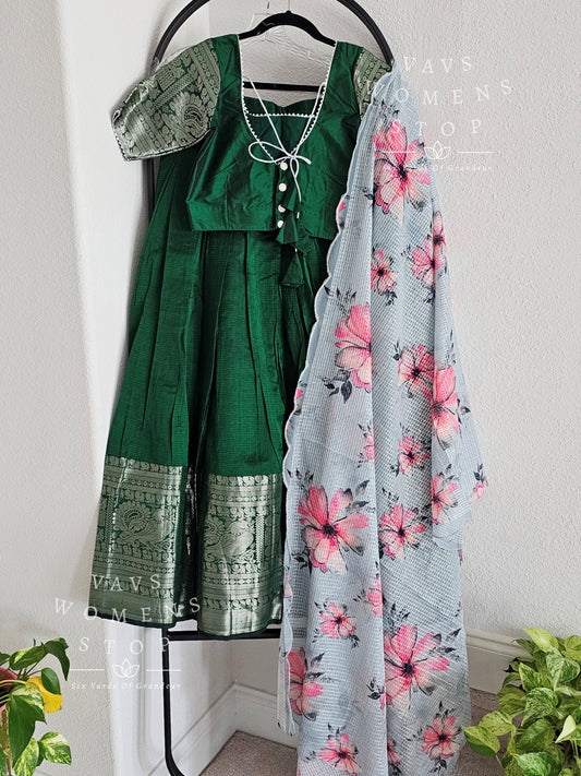 Mangalagiri Kanchi Border Half Saree/ Lehenga Set