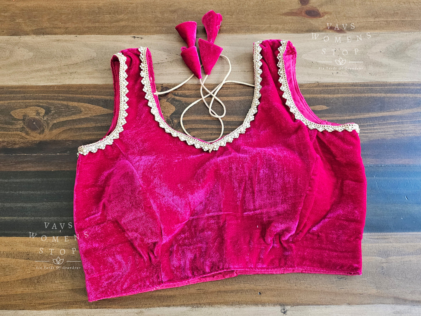 Sleeveless Velvet Rani Pink Blouse