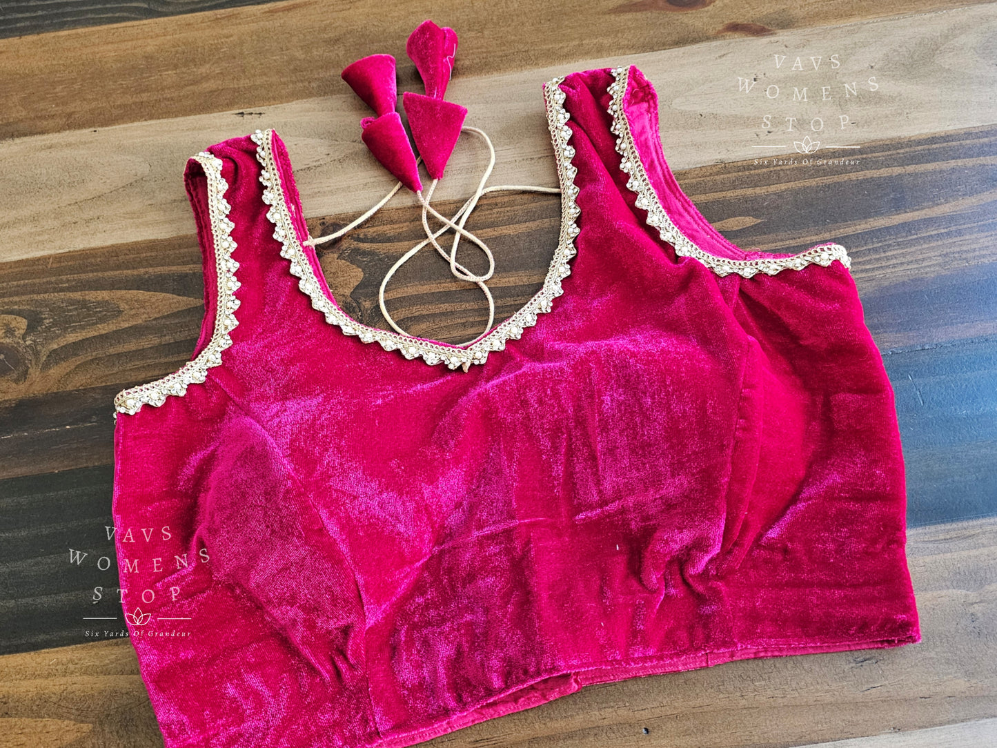 Sleeveless Velvet Rani Pink Blouse