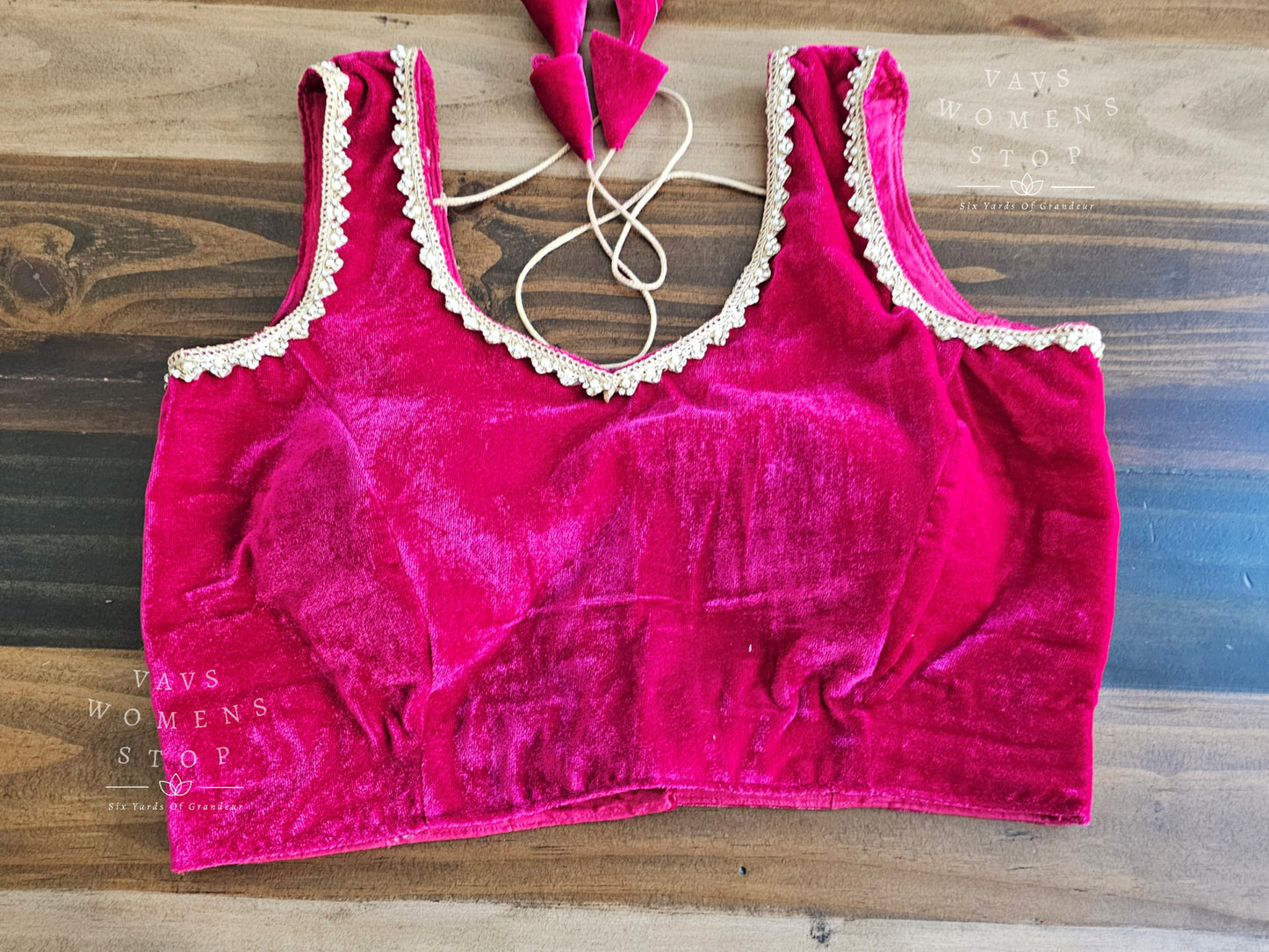 Sleeveless Velvet Rani Pink Blouse