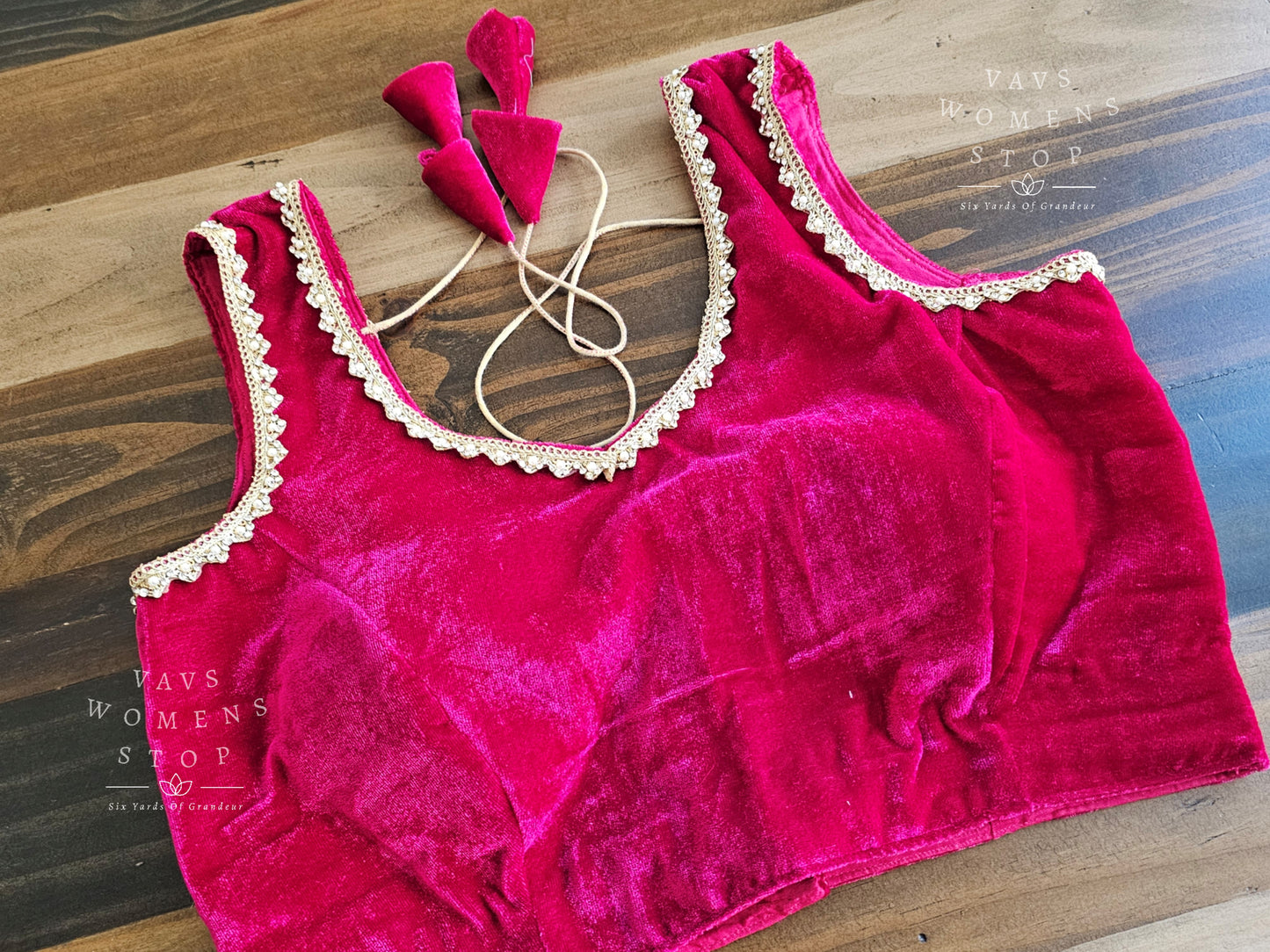 Sleeveless Velvet Rani Pink Blouse