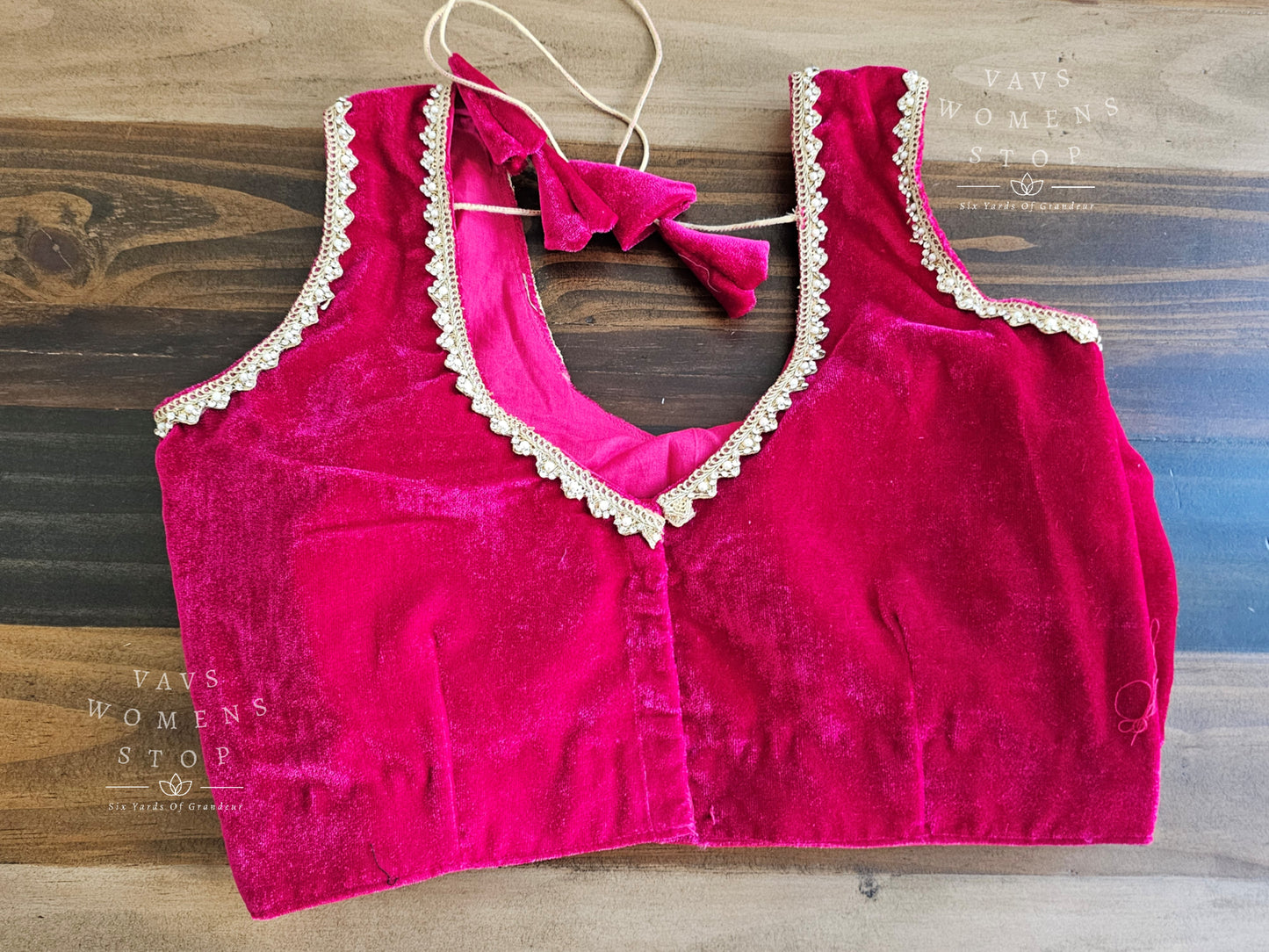 Sleeveless Velvet Rani Pink Blouse