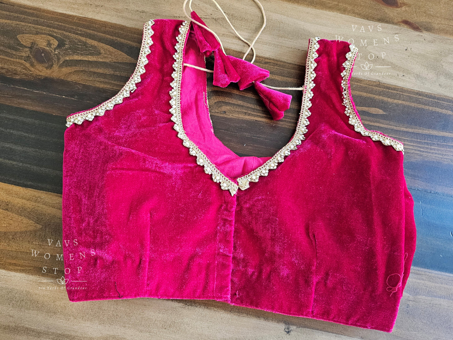 Sleeveless Velvet Rani Pink Blouse