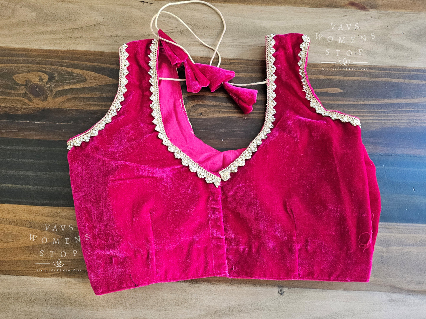 Sleeveless Velvet Rani Pink Blouse