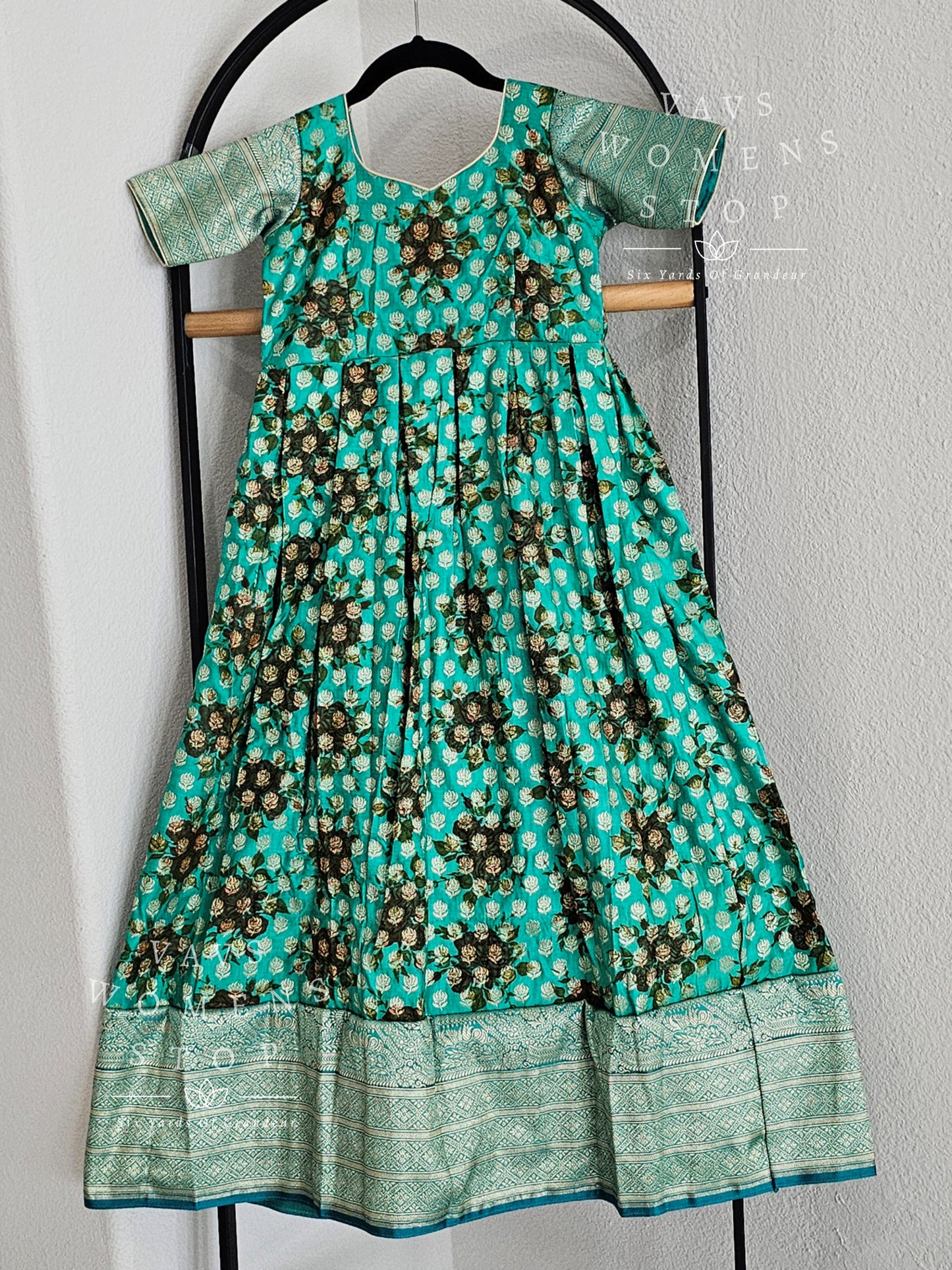 Benarasi Silk Floral Print Long Frock