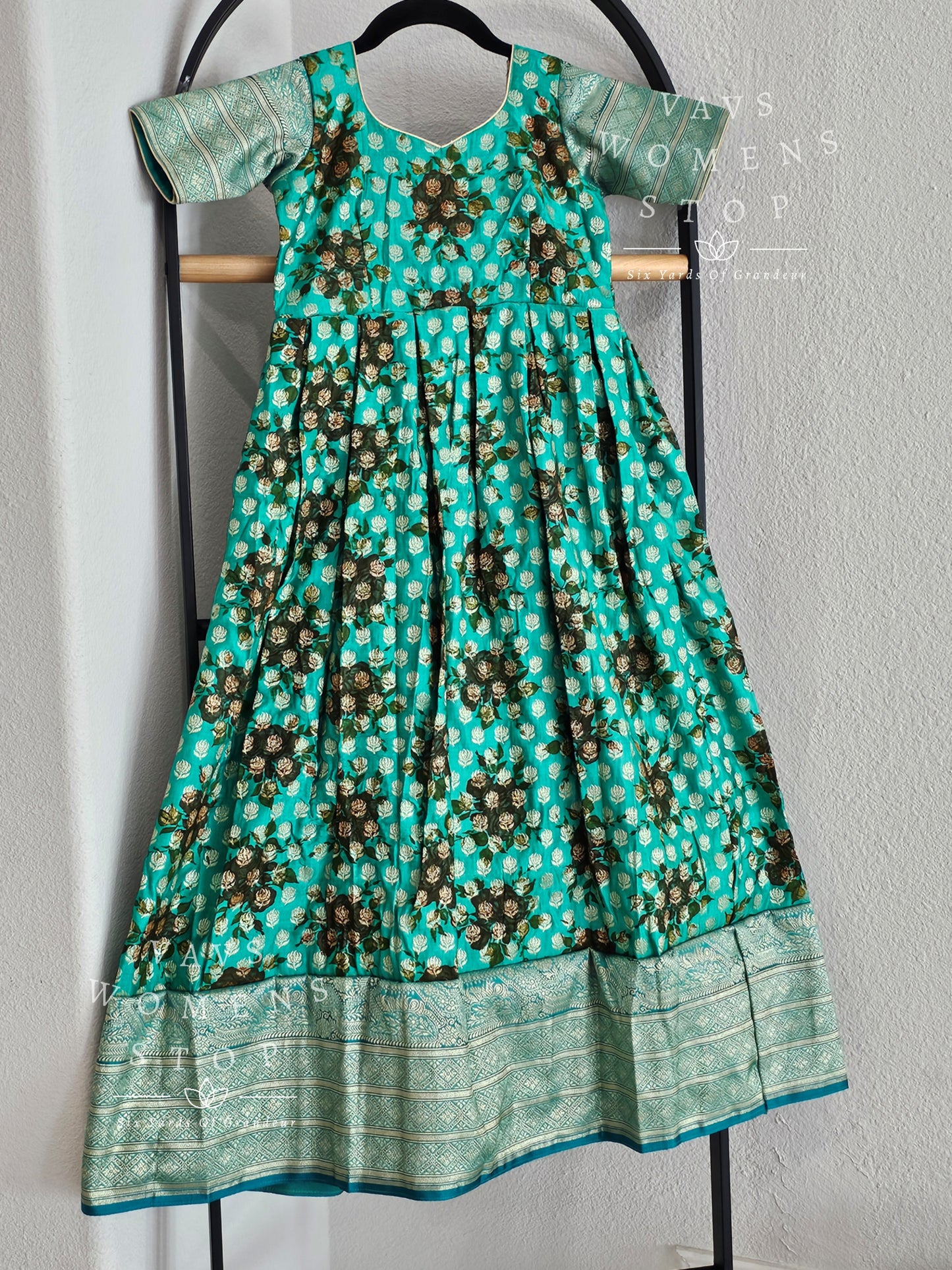 Benarasi Silk Floral Print Long Frock