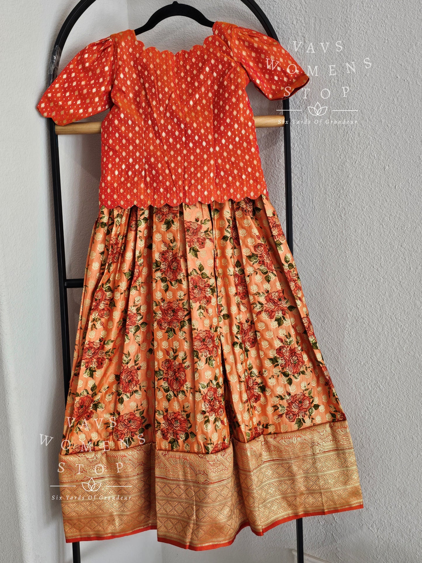 Benarasi Silk Floral Print Lehenga Blouse