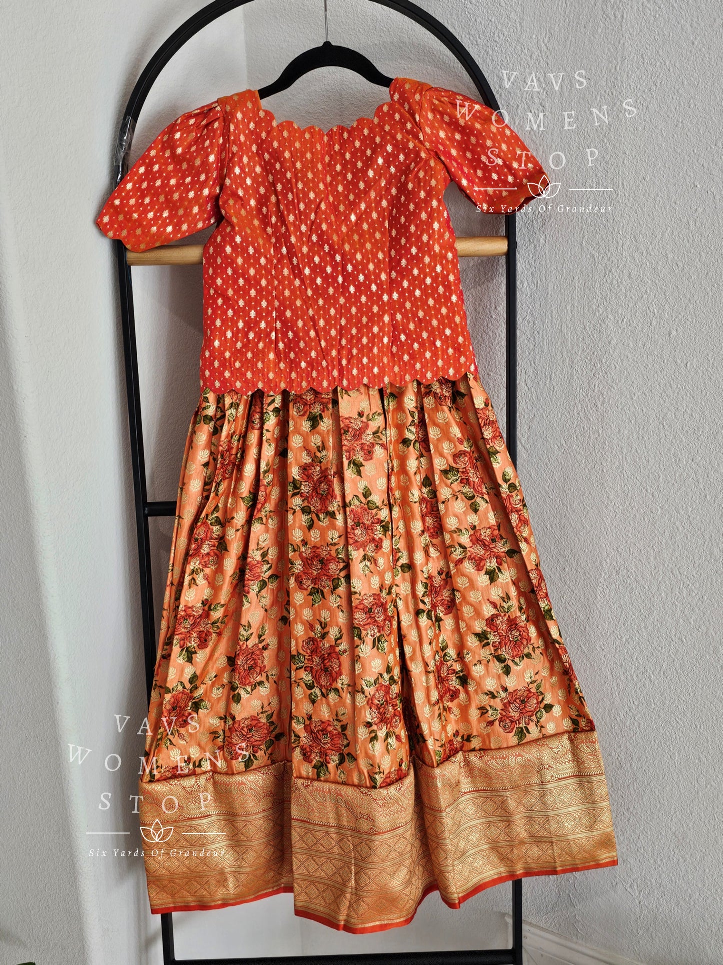 Benarasi Silk Floral Print Lehenga Blouse