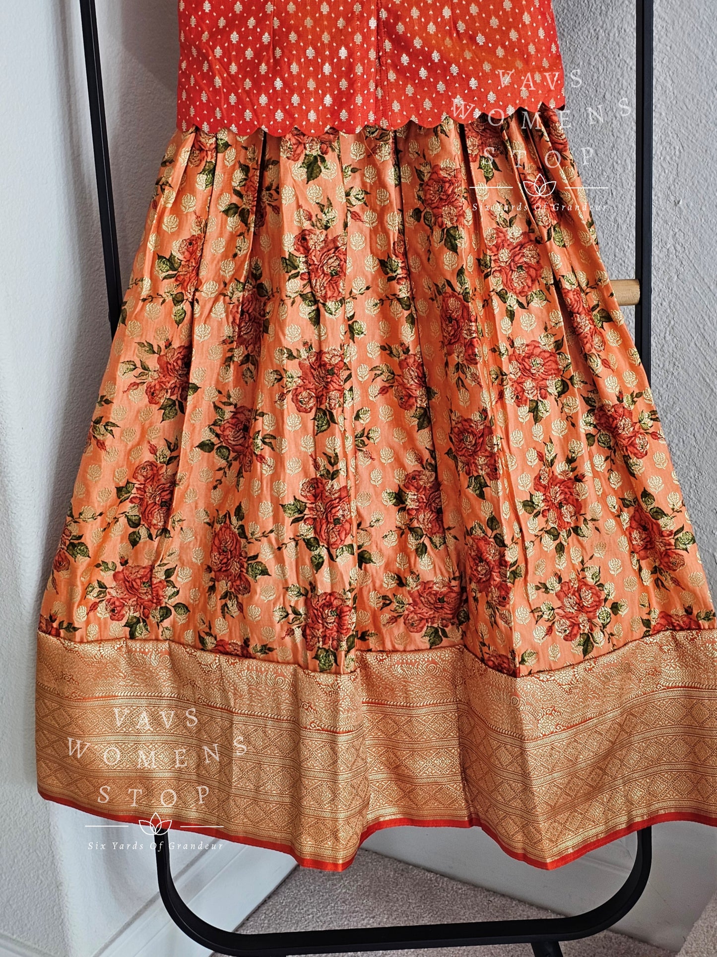 Benarasi Silk Floral Print Lehenga Blouse