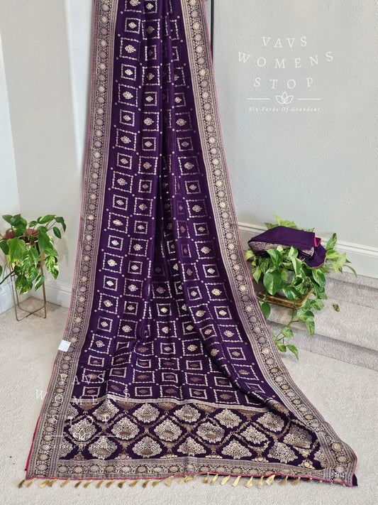 Munga Benarasi Crepesilk Saree - Munga Benarasi Blouse