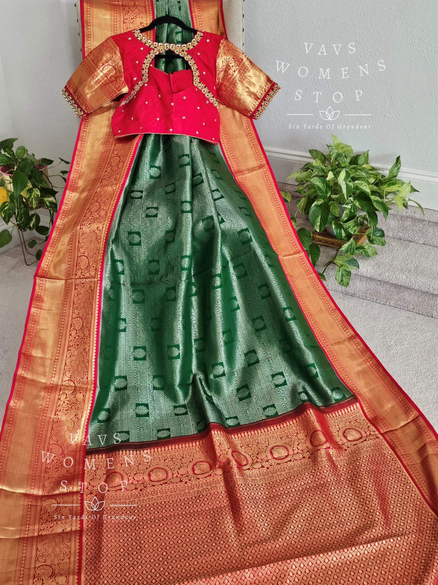 Pure Kanchi Pattu Tissue Brocade Silk Saree - Maggam Blouse