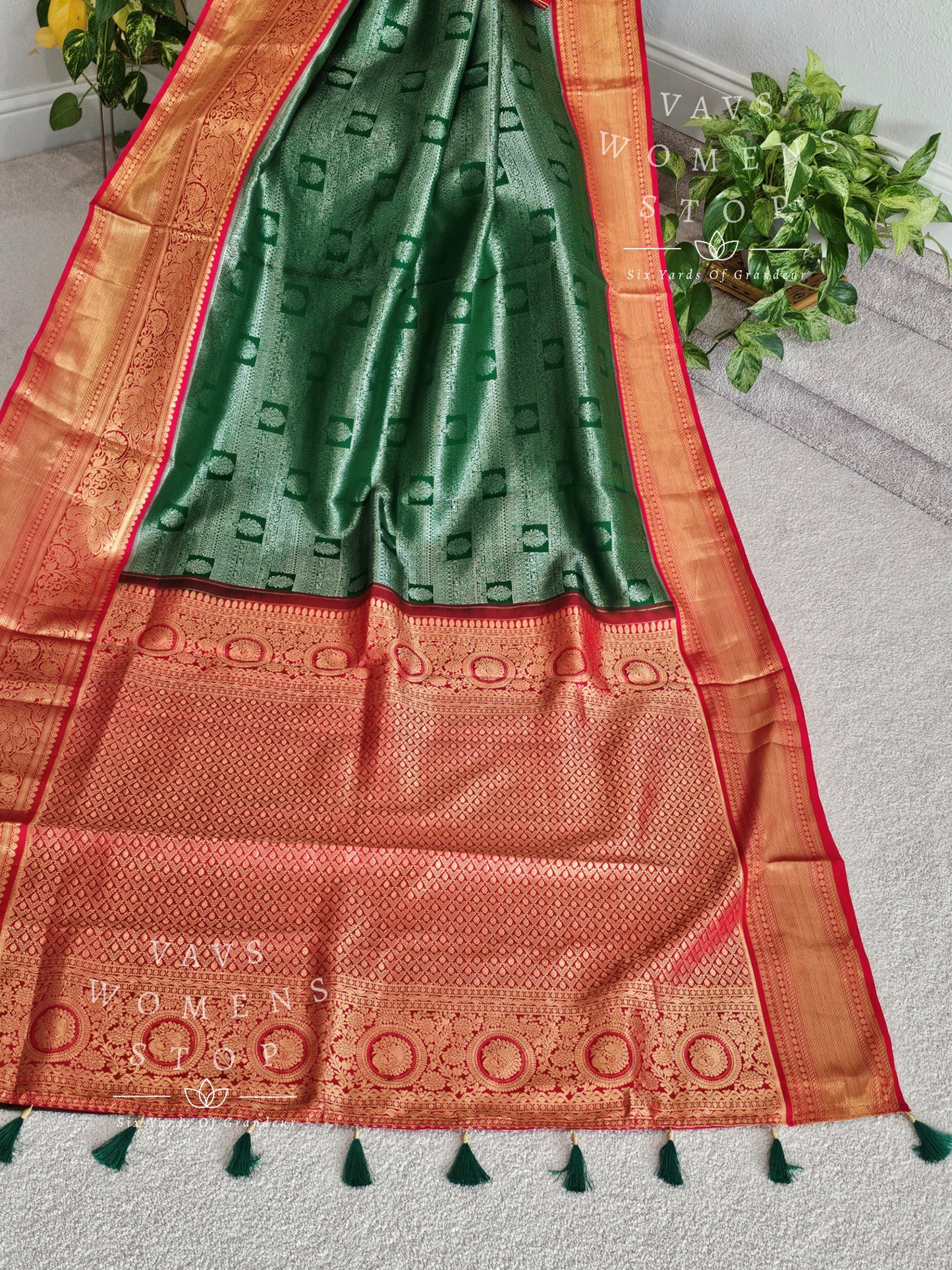 Pure Kanchi Pattu Tissue Brocade Silk Saree - Maggam Blouse